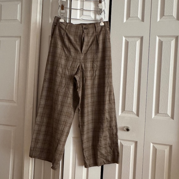 Madewell Harlow Wide Leg Pant in Tan Plaid - Picture 1 of 8